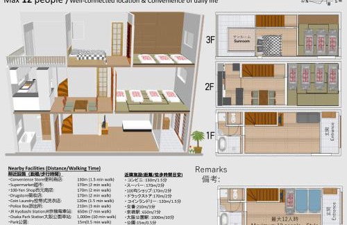 Joto Wohnung | 桜の宿-大阪城Osaka castle-105m2 private-5Way access-KIX USJ 難波心斎橋 Direct