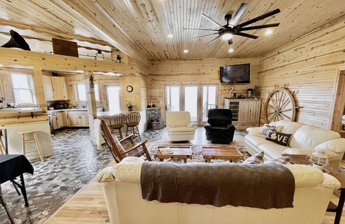 Central Lake Haus | 4bd/5ba Luxe Log Cabin - Sunset View of Torch Lake, Hiking Trails, Premier Golf