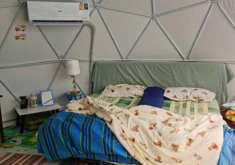 Phetchaburi Haus | A dome At Treehouse Outdoor Bathroom Facing The Mountains