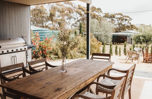 Clare Haus | A tranquil 40 acre olive grove, comfort inside, fire pit & hot tub outside