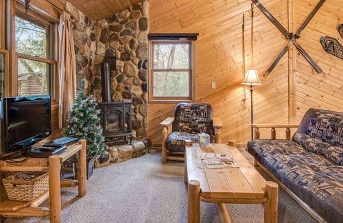 New Lisbon Kabine | Adorable cabin with pond access, WiFi, furnished porch, & gas fireplace