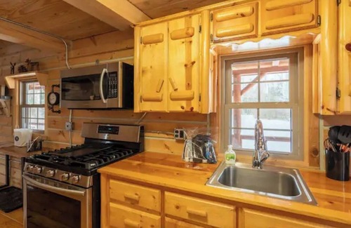 Thompsonville Kabine | Betsie River Log Cabin near Crystal Mountain!