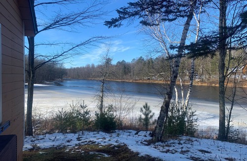 Winter Hütte | Bucktail Lodge Bayview Cabin, view of the East Fork of the Chippewa flowage