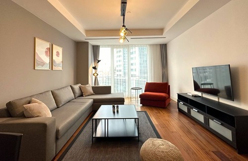 Maslak Wohnung | Cozy calm apt 2BR & 1 SOFABED in residence, gym&pool access, Maslak Sariyer