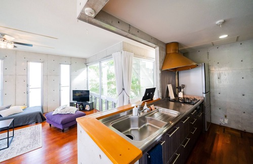 Kadena-cho Haus | EM tree house surrounding a healing tree