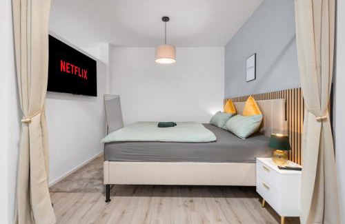 Recklinghausen Wohnung | Exklusives Studio - Zentral Innenstadtlage - Kostenloser Parkplatz - Aufzug - Modern für bis zu 4 Personen - Smart Home