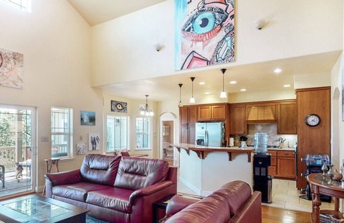 Rough and Ready Haus | Inviting home with balcony, fireplace, full kitchen, & washer/dryer