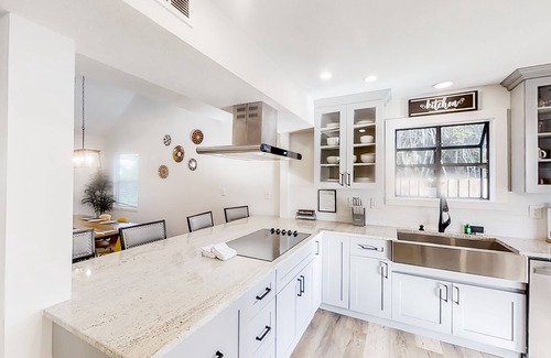 St. Augustine South Haus | Inviting home with pool, full kitchen, enclosed yard, firepit, central AC, & W/D