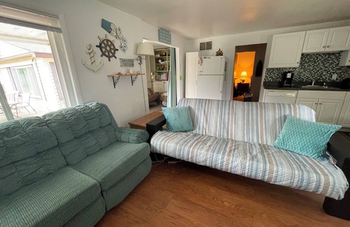 Au Gres Haus | Lake Huron view just a minute walk to private sandy beach.