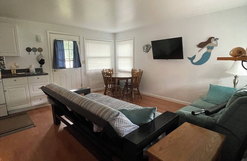 Au Gres Haus | Lake Huron view just a minute walk to private sandy beach.