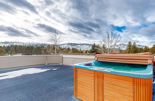 Tahoe Keys Haus | Lake Tahoe Hideaway with rooftop hot tub, fireplace, scenic balcony, & smart TVs