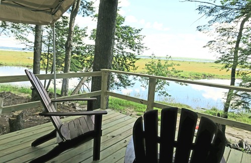 Mariaville Kabine | Lakefront Glamping Tent w/ensuite bathroom, King Bed, Fabulous View, near Acadia