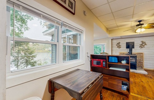 Augusta Hütte | Lakefront Home on Togus Pond with 2 Decks, Great View & Shared Canoe/Firepit