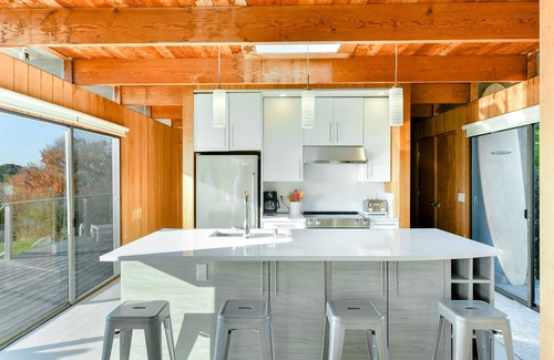 Chilmark Haus | Menemsha Pond views & access! Mid-century renovated beach house. Dogs welcome.