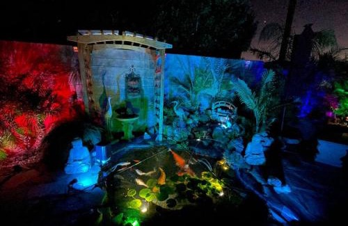 Desert Hot Springs Villa | Mineral Saltwater Solar heated Pool & Spa Oasis with mountain views and Koi pond