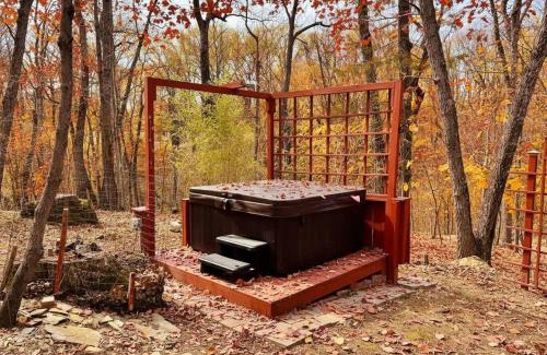 Millville Haus | Red A Frame Shenandoah Escape Fire Pit BBQ
