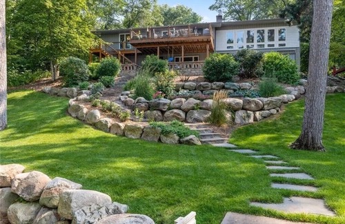 Brainerd Haus | Relaxing retreat on Rice Lake! Quiet lake views w/full deck, fire pit, & hot tub