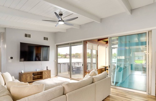 Elkhart Haus | Riverfront Elkhart Rental: Deck & Ping Pong Table!