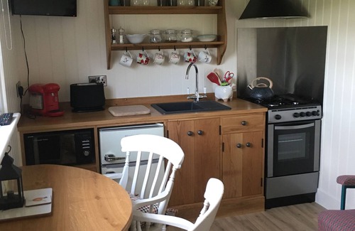 South Gorley Hütte | HÜTTE DES HIRTEN (DELUXE). Schönes 1 Schlafzimmer, mit Patio, ideal für Paare.