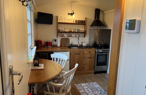 South Gorley Hütte | HÜTTE DES HIRTEN (DELUXE). Schönes 1 Schlafzimmer, mit Patio, ideal für Paare.