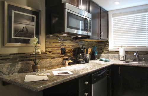 Lakeside Park Kabine | Studio with larger kitchenette, fireplace, and nearby attractions