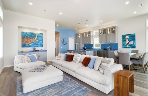 Cape San Blas Haus | The Lighthouse: Gulf-Front, Pets OK! Spacious, Private Boardwalk, Pool, Theater