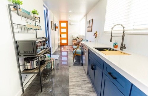 Joshua Tree Villa | Unique one of a kind container home, Heated Pool, Mtn Views, Huge Outdoor Deck