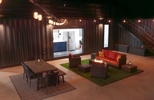 Joshua Tree Villa | Unique one of a kind container home, Heated Pool, Mtn Views, Huge Outdoor Deck