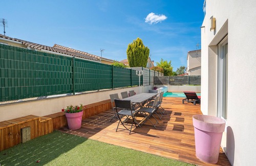 Vaux-sur-Mer Haus | Villa Sigiriya mit Meerblick und beheiztem Pool - 400 m vom Strand und Geschäften entfernt