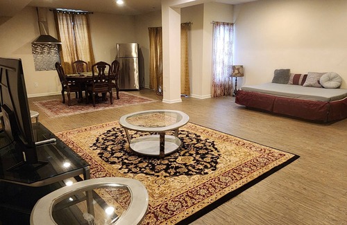 Triangle Haus | Walk in sunny furnished basement with 2 bedrooms and 2 bathrooms