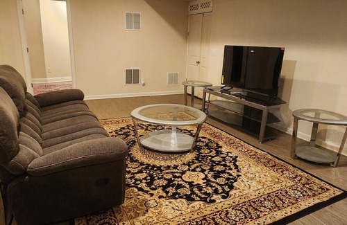 Triangle Haus | Walk in sunny furnished basement with 2 bedrooms and 2 bathrooms