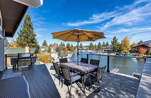 Tahoe Keys Haus | Waterfront Home on Double Lot - Boat Dock, Hot Tub and More!
