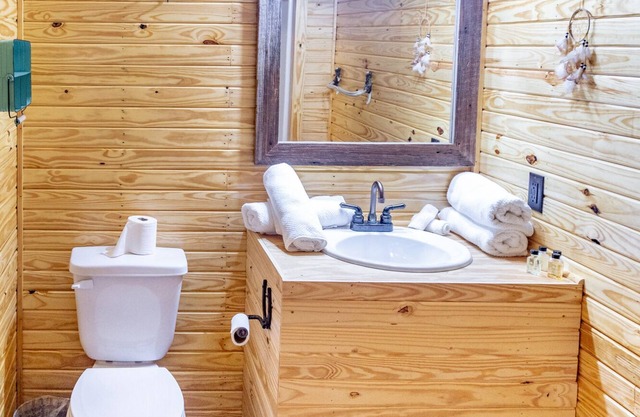 1bd rm, 1 bth, hotel style cabin w/ Mini fridge, micro, & tv, at Kick Back Ranch