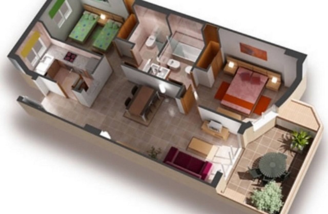 1. Meereslinie Wohnung in Marina d'Or mit Rasen und Strand [Familie]