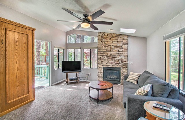 2 Mi to Rainbow Lake: Woodsy Retreat w/ Deck!