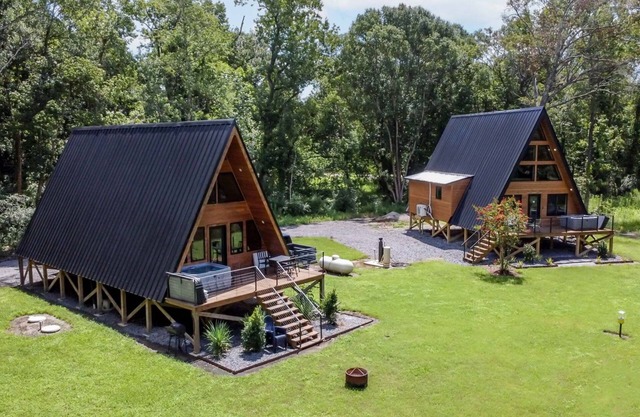 TWO New A-Frames by Rip Van Winkle w/ Hot Tub