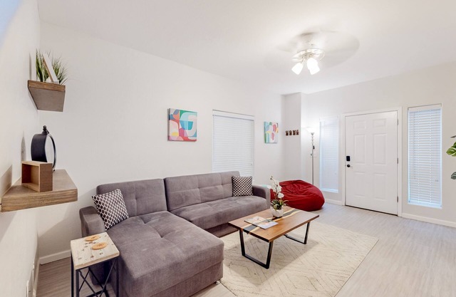 2-story home near downtown with outdoor pool, private patio, streaming, W/D, AC