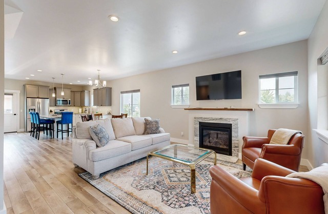 A charming, comfy townhome with patio views, cozy fireplace and more