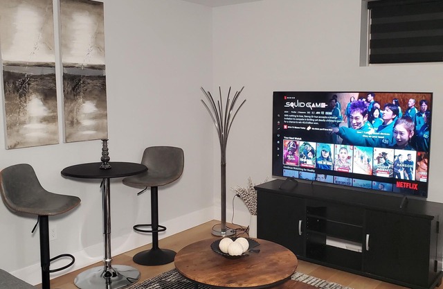 A comfortable private 1 bedroom basement apartment for a relaxing stay.