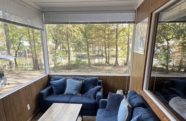 A cozy cabin with two docks and a private boat launch