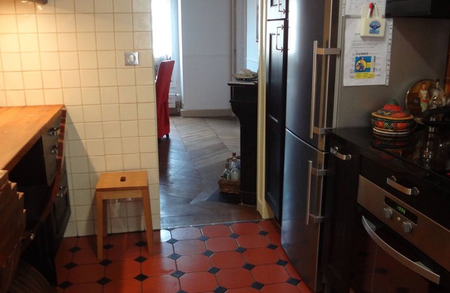 A single room in a fancy 100 sqm flat downtown Paris.