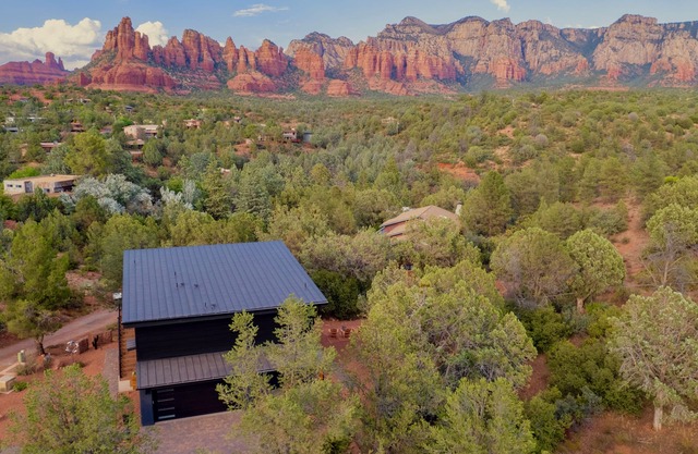 Above the trees and in front of the views!
