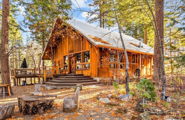 Adventurer's retreat with a pizza oven, wood-burning fireplace, and large deck