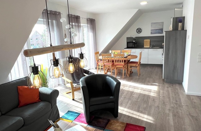 Ferienwohnung "Atlantis" Papenburg 2SZ EBK Free Wifi Grosse Dachterrasse Neubau