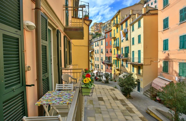 Apartment has a balcony which overlooks main street of Riomaggiore Cinque Terre