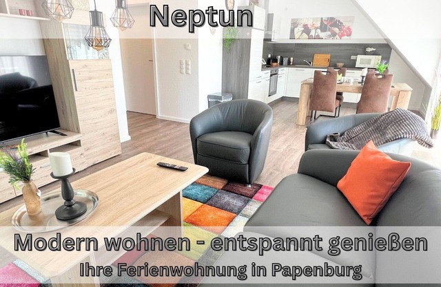 Ferienwohnung "Neptun" Papenburg 2SZ EBK Modernes Bad Grosse Dachterrasse Neubau