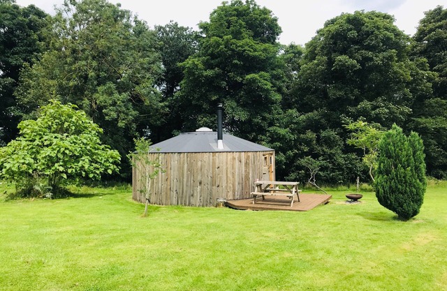 Apothecary yurt, a herbal retreat in field and woodland surroundings