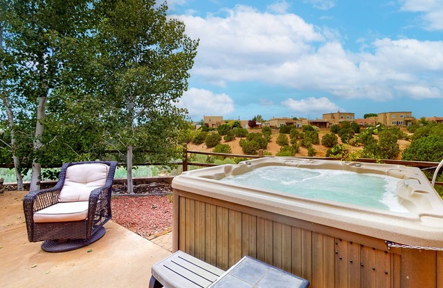 Artist's retreat with two living area, large patio, and private hot tub