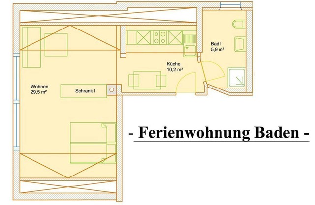 Wohnung Baden, offen Bauweise, WC/Dusche - Fröhlich-Daheim
