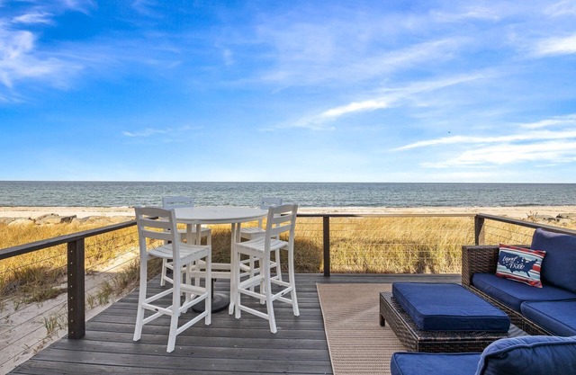 Beachfront Bliss: Modern Plymouth Home w/ Direct Beach Access and deck in front of ocean!